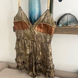 D&G Metallic Paisley Dress with Copper Accents